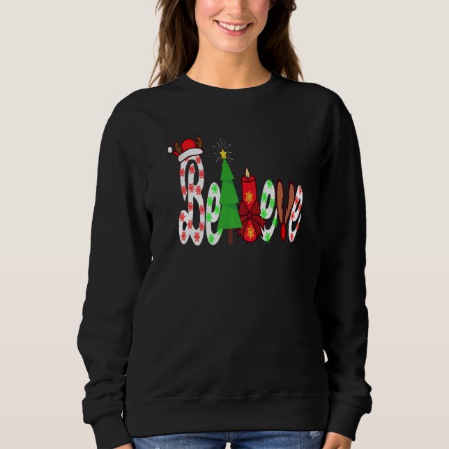Believe Christmas Christmas Tree Believe In Santa  T Shirt (Framsida)