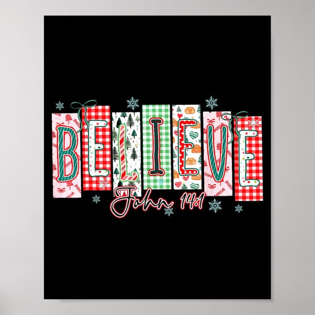 Believe Christmas Santa Coquette Bow Women Girls  Poster (Framsidan)