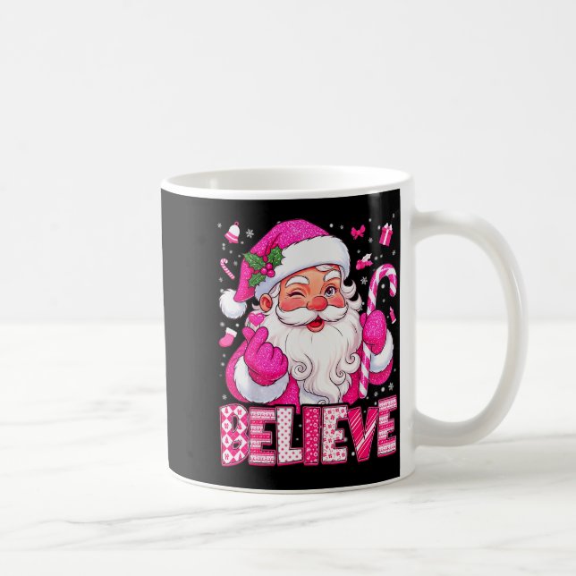 Believe Cute Nk Santa Candy Cane Christmas Xmas Gi Kaffemugg (Höger)