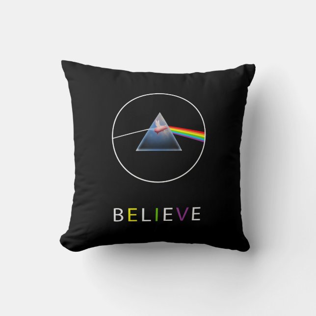 BELIEVE-flygande Gris i Prism Kudde (Framsida)