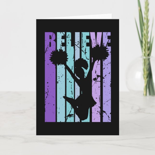 Believe Girls Cheerleader Birthday Retro Kort (Framsida)