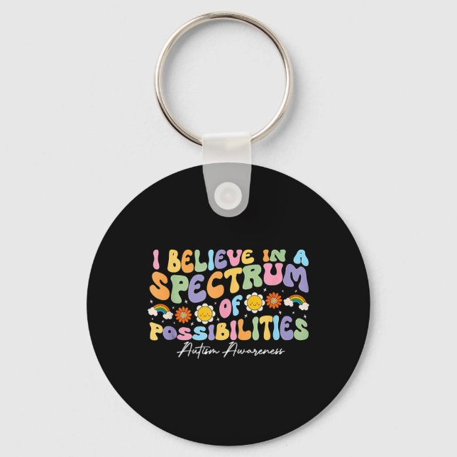 Believe in A Spectrum of Possibilities Autism Nyckelring (Framsida)