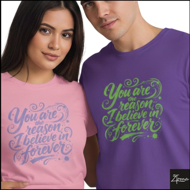 Believe In Forever Brush Script Grunge T Shirt (Sample design. Several style are available to choose from, with the option to add a name & color.
)