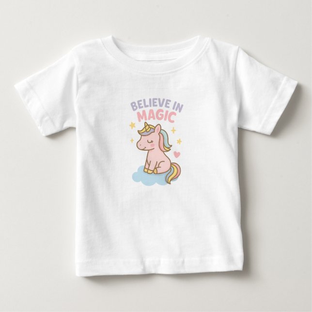 Believe in Magic – Pastel Unicorn Dream   T Shirt (Framsida)