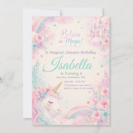 Believe In Magic Unicorn Invitation Editable Inbjudningar