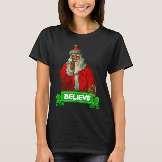 Believe In Santa Christmas T Shirt (Framsida)