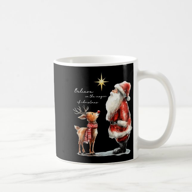 Believe In The Magic Of Christmas Reindeer Holiday Kaffemugg (Höger)