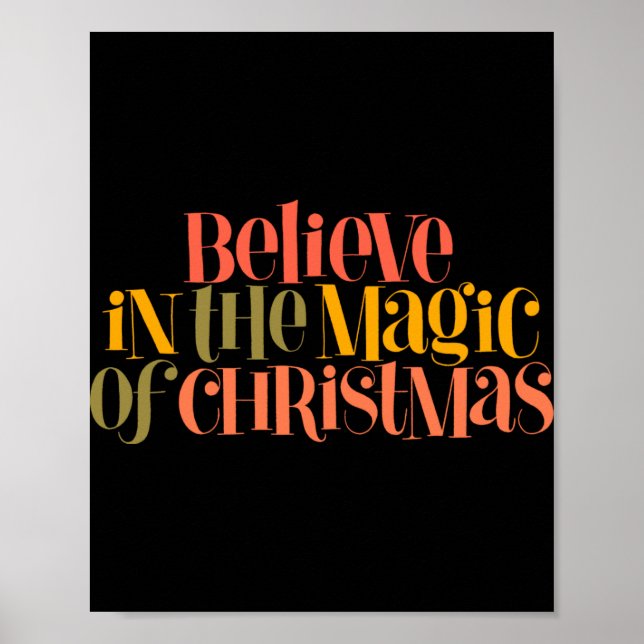 Believe In The Magic Of Christmas Retro Style T Sh Poster (Framsidan)