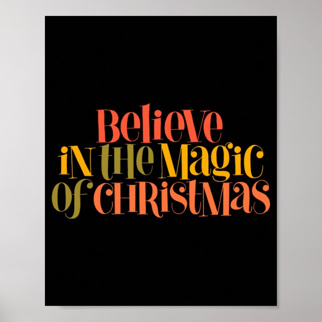 Believe In The Magic Of Christmas Retro Style T Sh Poster (Framsidan)
