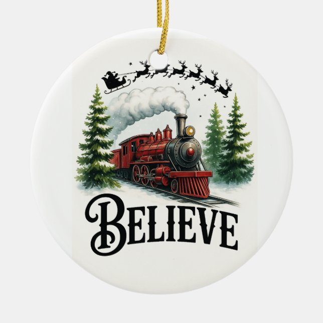 Believe in the Magic Train Julgransprydnad Keramik (Framsidan)