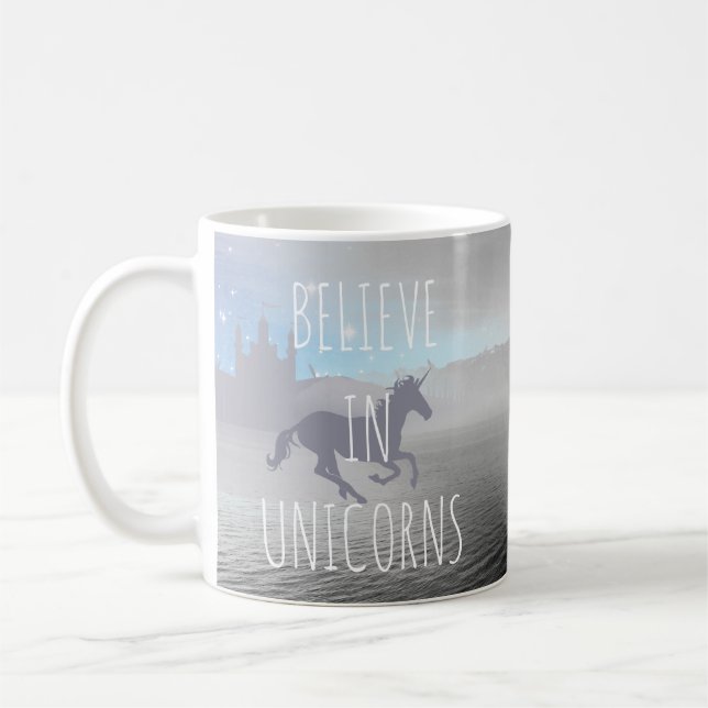 Believe in Unicorns Whimsical Art Kaffemugg (Vänster)