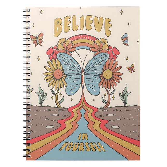 Believe in Yourself Inspirational Butterfly  Anteckningsbok (Framsidan)