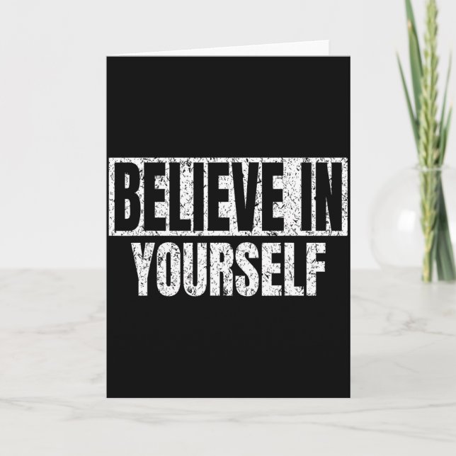 Believe In Yourself Motivational Quote Funny Man W Kort (Framsida)