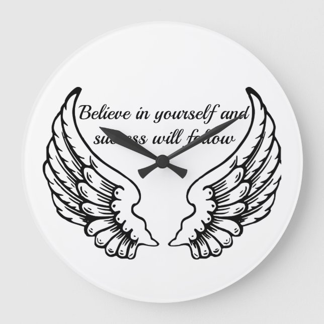 Believe In Yourself Motivational Wall Clock Stor Klocka (Framsida)