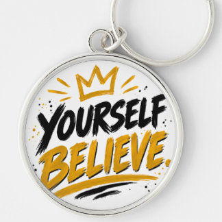 Believe in yourself rund silverfärgad nyckelring