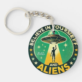 Believe in Yourself with Aliens Round Sign