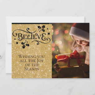 BELIEVE /jul/2-sidig/Guld-Black Personlig Julkort