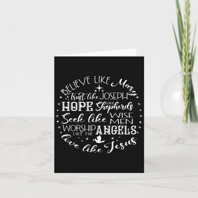Believe Like Mary Love Like Jesus, Retro Christian Kort (Framsida)