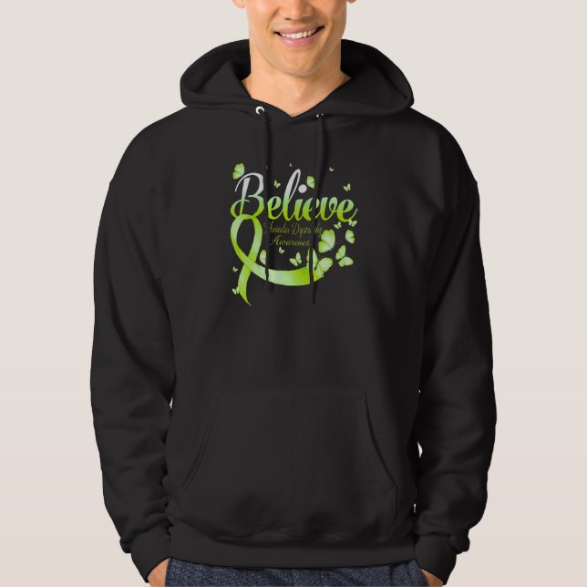 Believe Muscular Dystrophy Awareness Butterfly Hoodie (Framsida)