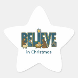 Believe nativity  stjärnformat klistermärke