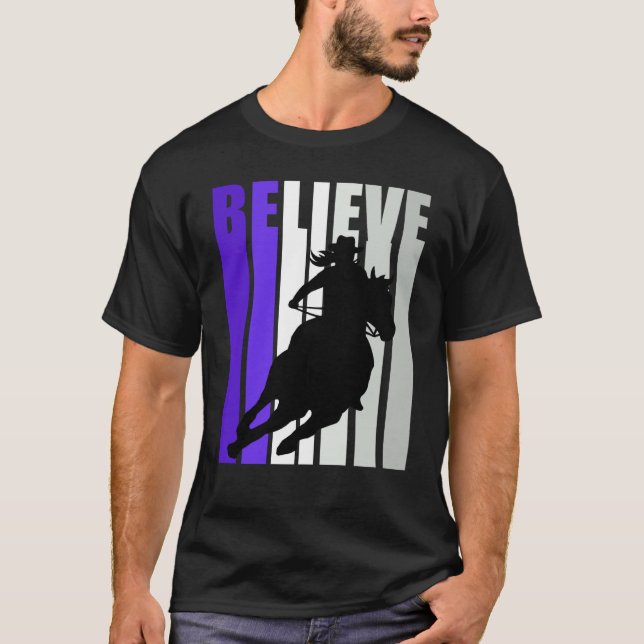 Believe Purple Cowgirl Southern Girls Western Hors T Shirt (Framsida)