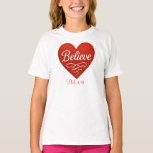 Believe red and white heart