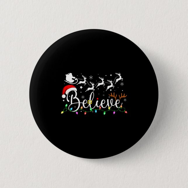 Believe Santa Claus Believe Christmas Matching Paj Knapp (Framsida)