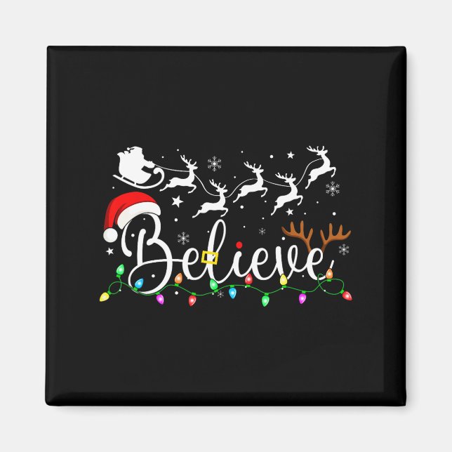 Believe Santa Claus Believe Christmas Matching Paj Magnet (Framsidan)