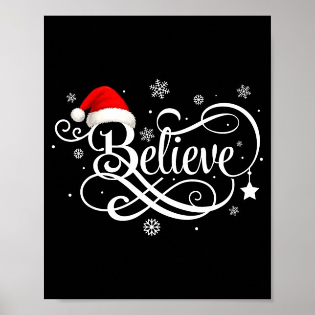 Believe Santa Claus Believe Christmas Matching Paj Poster (Framsidan)