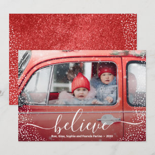 BELIEVE-skript, snöflingfoto Julkort