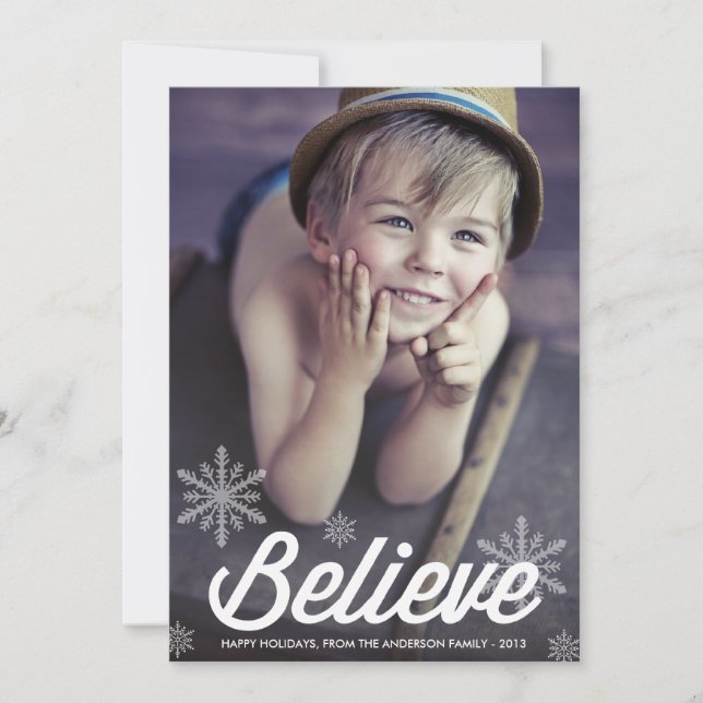 BELIEVE SNÖFLINGOR | HELGDAG-FOTOKORT JULKORT (Framsida)