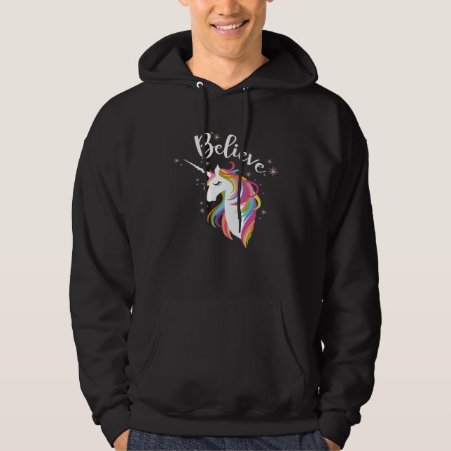 Believe Unicorn Rainbow is  for Legendary Creature Hoodie (Framsida)