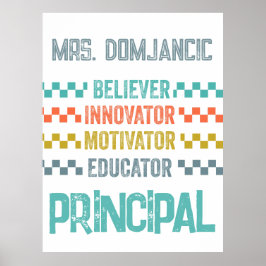 Believer, innovatör, motiverare, lärare, rektor poster