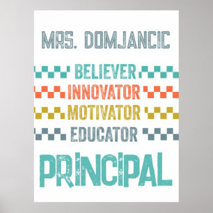 Believer, innovatör, motiverare, lärare, rektor poster