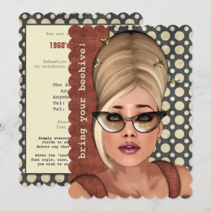 Belinda Beehive Retro Chic - stor inbjudan