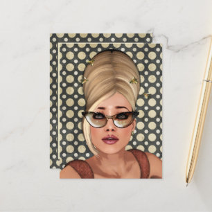 Belinda Beehive Retro-vykort för Chic Vykort