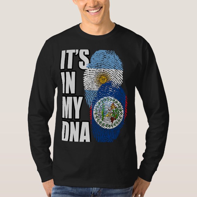 Belizansk och argentinsk blandning av DNA-Flagga T Shirt (Framsida)