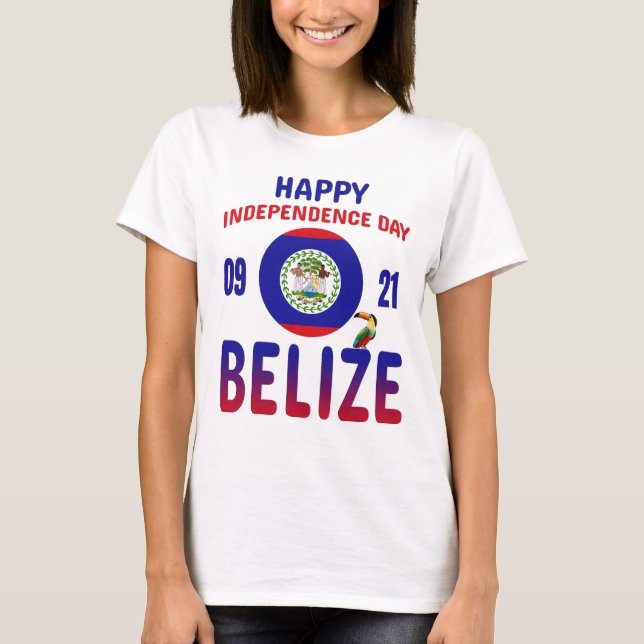 Belize 43:e Independence day-Pridet Flagga T Shirt (Framsida)