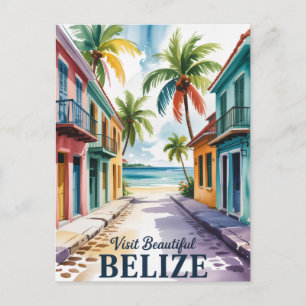 Belize Akvarell Reskonst Vintage Helg Vykort