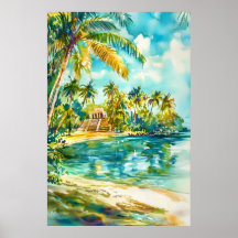 Belize akvarellaffisch Akvarell 2