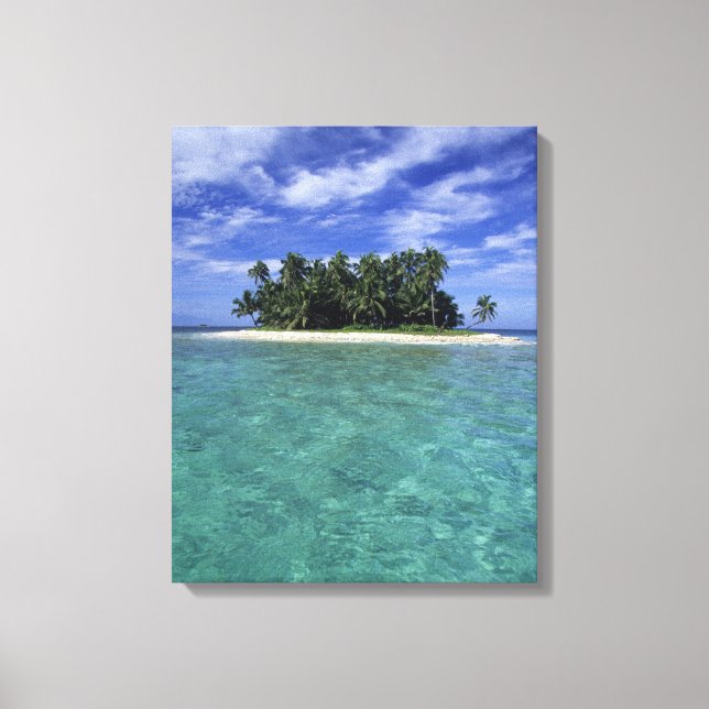 Belize, barriärrev, namnlös ö eller cay. canvastryck (Framsida)