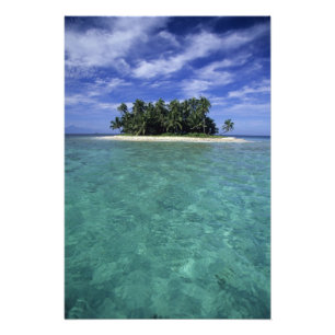 Belize, barriärrev, namnlös ö eller cay. fototryck