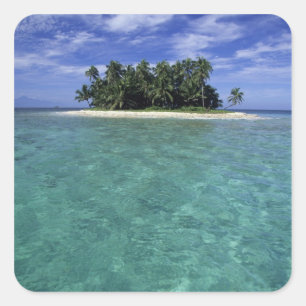 Belize, barriärrev, namnlös ö eller cay. fyrkantigt klistermärke
