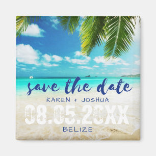 Belize Beach Destination Wedding Sparat datumet Magnet