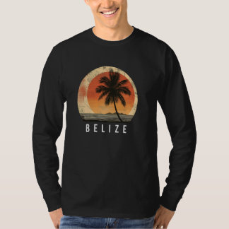 Belize Beach Travel Vintage Sunset Handflatan Träd T Shirt