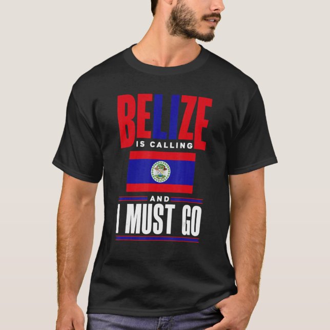 Belize Belize Flagga Belize ringer och T Shirt (Framsida)