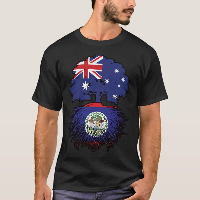 Belize Belizean Australien Australien Träd Roots T Shirt (Framsida)