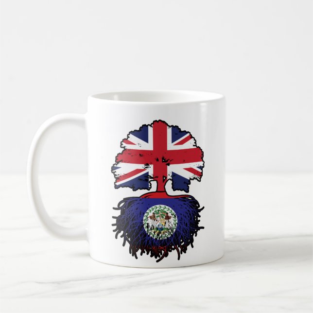 Belize Belizean British UK Träd Roots Flagga Kaffemugg (Vänster)