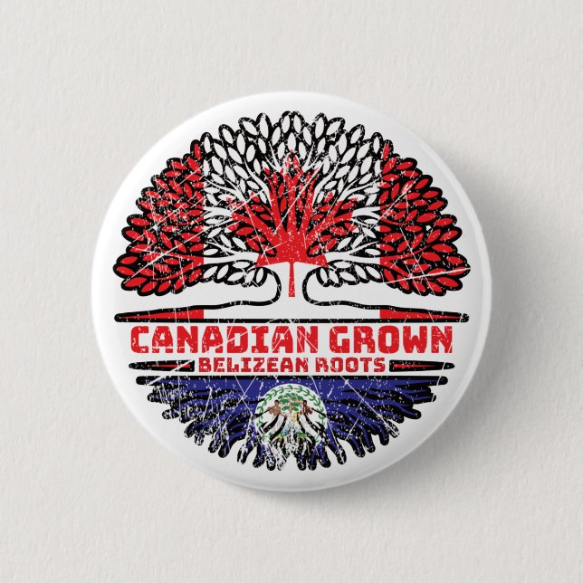 Belize Belizean Canadian Canada Träd Roots Flagga Knapp (Framsida)