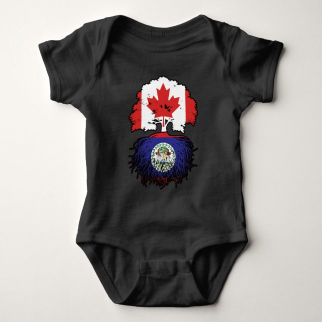 Belize Belizean Canadian Canada Träd Roots Flagga T Shirt (Framsida)